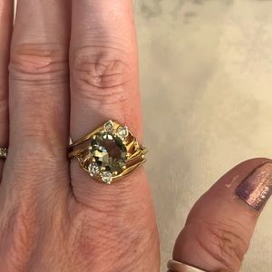 14K Electroplated Gold Multi Stone ring